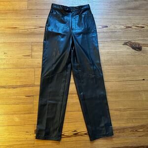 Carolina Blues black faux leather high‎ rise straight leg pants SIZE 4